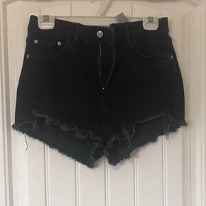 Zara High Rise Black Denim Shorts